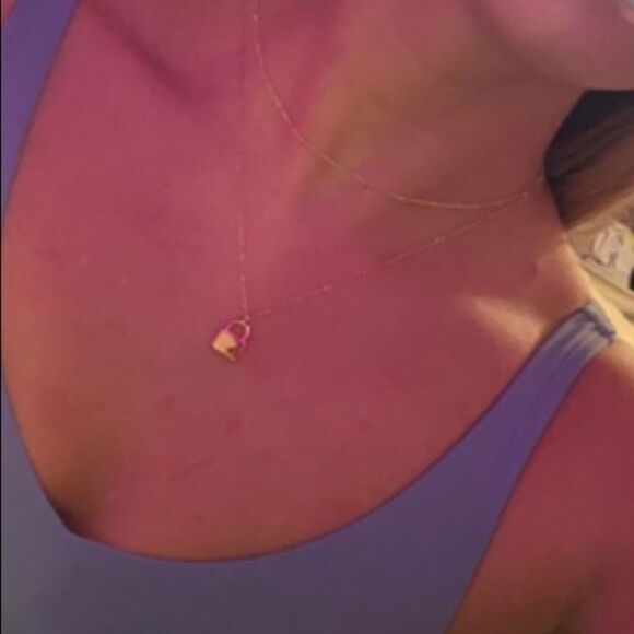 Gold padlock necklace layering Chains set - Picture 5 of 7